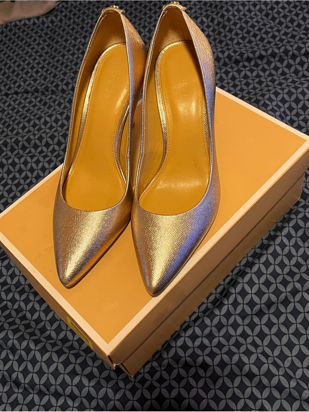 Michael Kors Metallic Gold Pointed-Toe Pumps